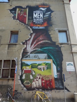 Monument Men is a film based in part on Ghent's famous Van Eyck painting called Het Lam Gods, or Adoration of the Mystic Lamb  Ghent, Belgium July 22, 2014
