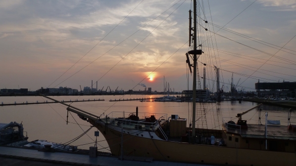 A sunset from the Botel Amsterdam