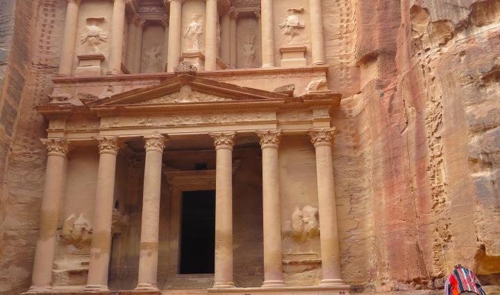 Camels relax in front of Petra's Treasury in the early morning light- by Anika Mikkelson - Miss Maps - www.MissMaps.com