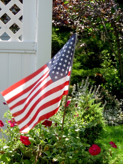 American Flag Waves in the Garden