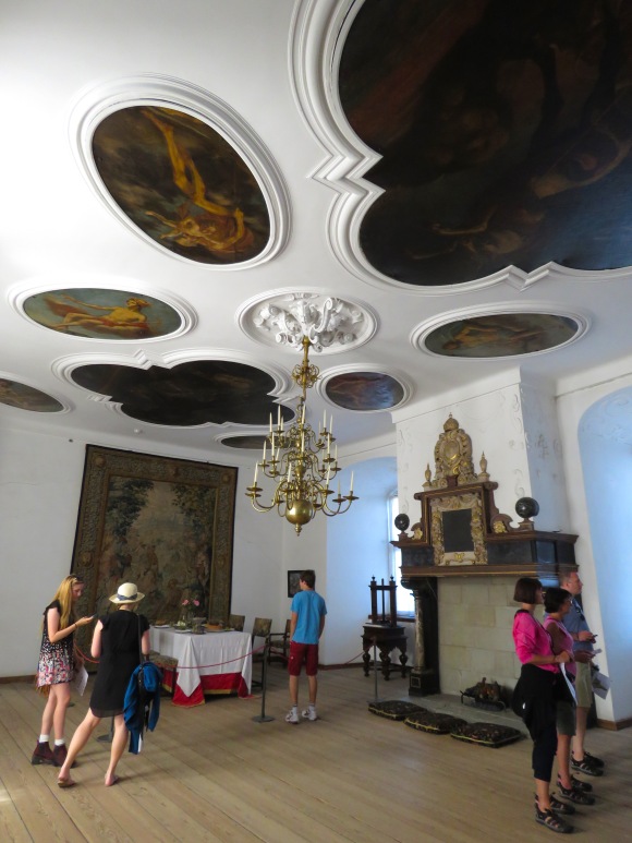 The Dining Room of Kronborg Castle Denmark - Wouldn't you like to lay on the floor and gaze up at those paintings? Read how you can at www.beautifulfillment.com