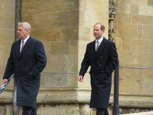 Prince Andrew and Prince Edward arrive at St. George's Chapel at Windsor Castle - Windsor, London, UK - Easter Sunday 2016 - by Anika Mikkelson - Miss Maps - www.MissMaps.com