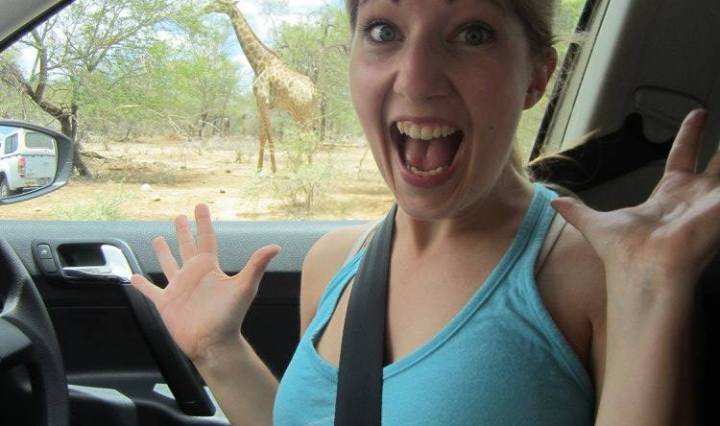 Erica Hobbs seeing giraffes on safari at Kruger National Park in South Africa - MissMaps.com Featured Female Traveler