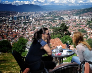 Enjoying the View From Zmajevac Cafe - Sarajevo BiH - by Anika Mikkelson - Miss Maps www.MissMaps.com