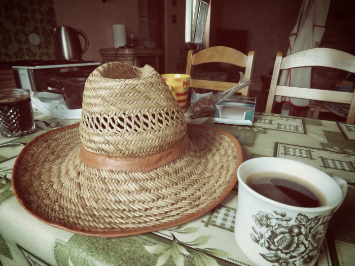 Hat and Coffee - Cabin in Central Slovakia - by Anika Mikkelson - Miss Maps - www.MissMaps.com